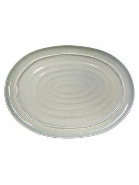 Light Green Ceramic Oval Serving Platter Made in Italy 13” x 11” Italian Pottery